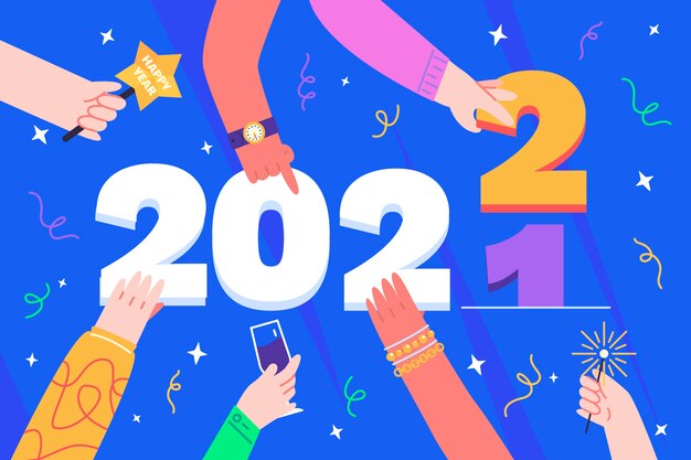 Ilustración de año cambiante plano