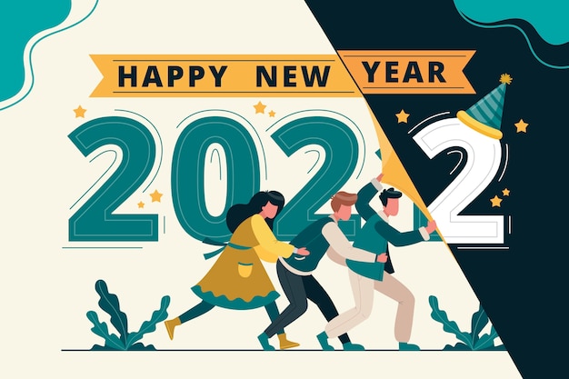Ilustración de año cambiante plano