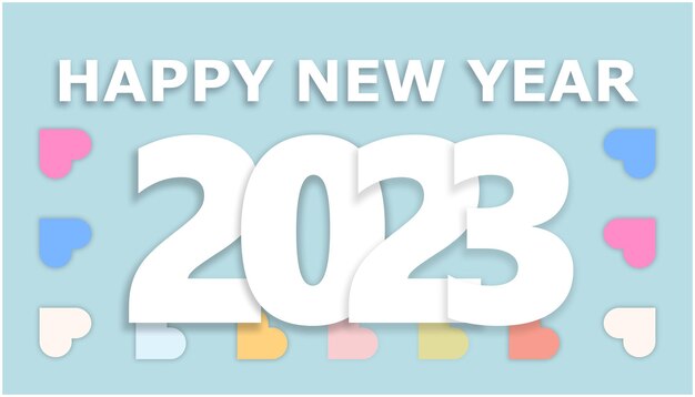 Ilustración de año nuevo 2023 con fondo pastel saludos de feliz año nuevo