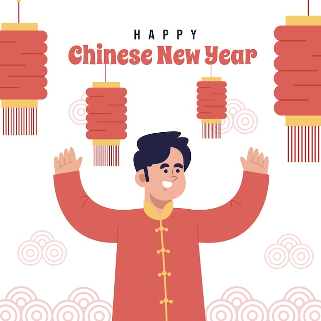 Vector gratuito ilustración de año nuevo chino plano