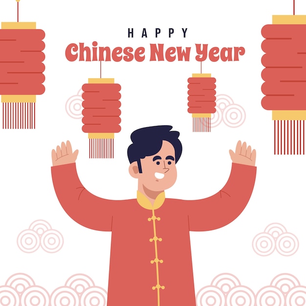 Ilustración de año nuevo chino plano