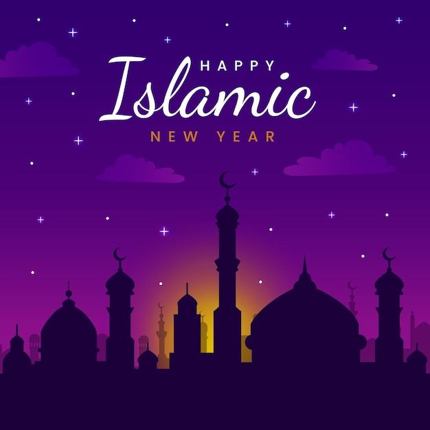 Ilustración de año nuevo islámico plano