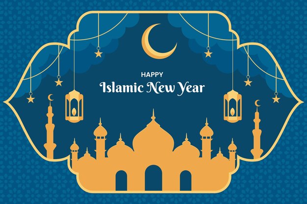 Ilustración de año nuevo islámico plano