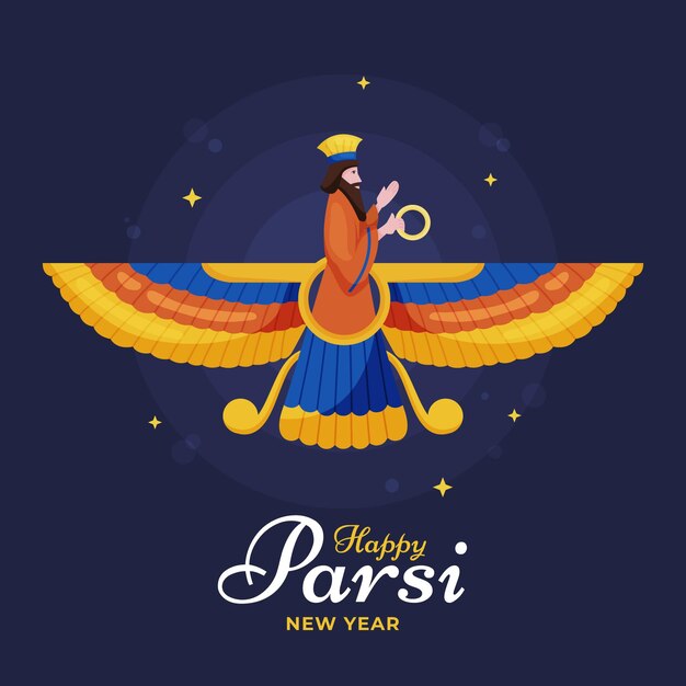 Ilustración de año nuevo parsi plana