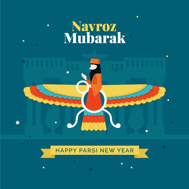 Ilustración de año nuevo parsi plana