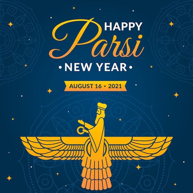 Ilustración de año nuevo parsi plana