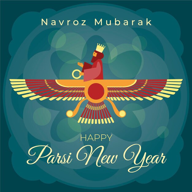 Ilustración de año nuevo parsi plana