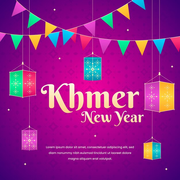 Ilustración de año nuevo plano khmer