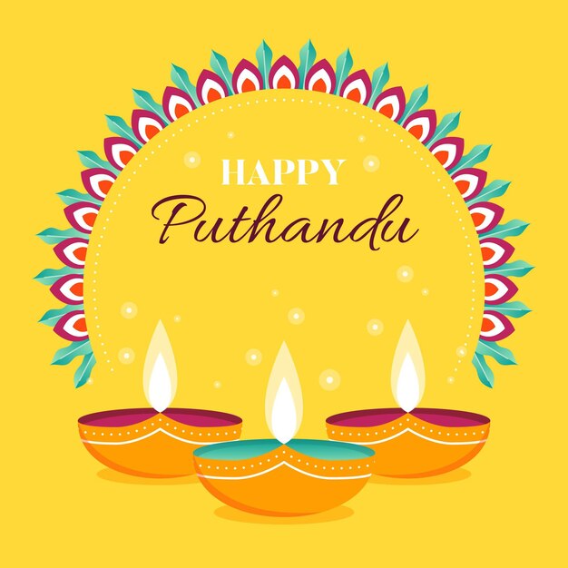 Ilustración de año nuevo tamil plana
