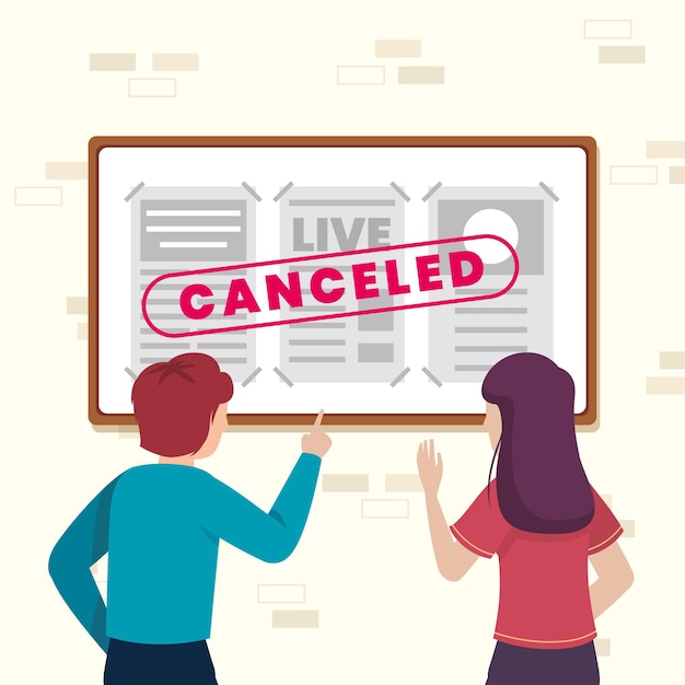 Ilustración de anuncio de eventos cancelados