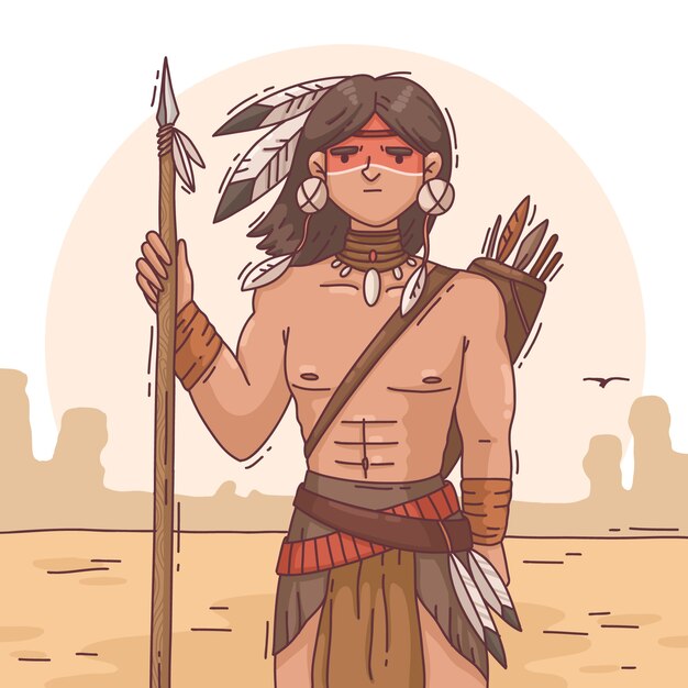 Ilustración de apache dibujado a mano