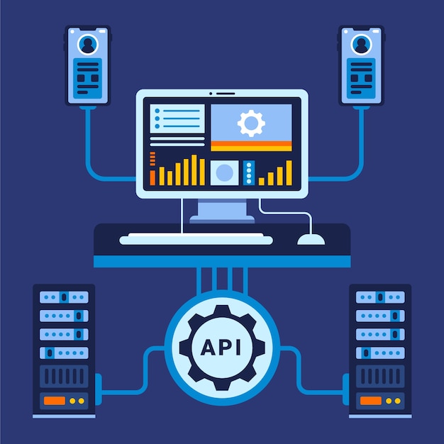 Ilustración de api de diseño plano
