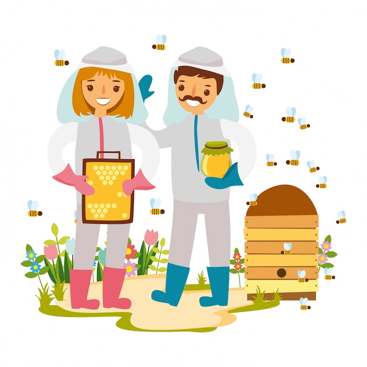 Vector gratuito ilustración de apicultores