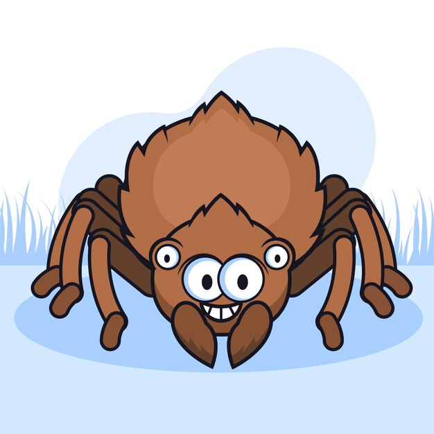 Ilustración de araña de dibujos animados dibujados a mano
