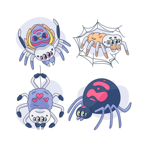 Ilustración de araña de dibujos animados dibujados a mano