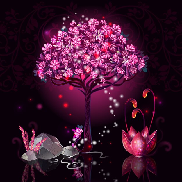 Ilustración de árbol de dibujos animados