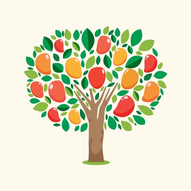 Ilustración de árbol de mango de diseño plano