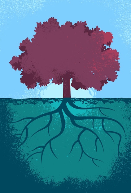 Ilustración de árbol morado