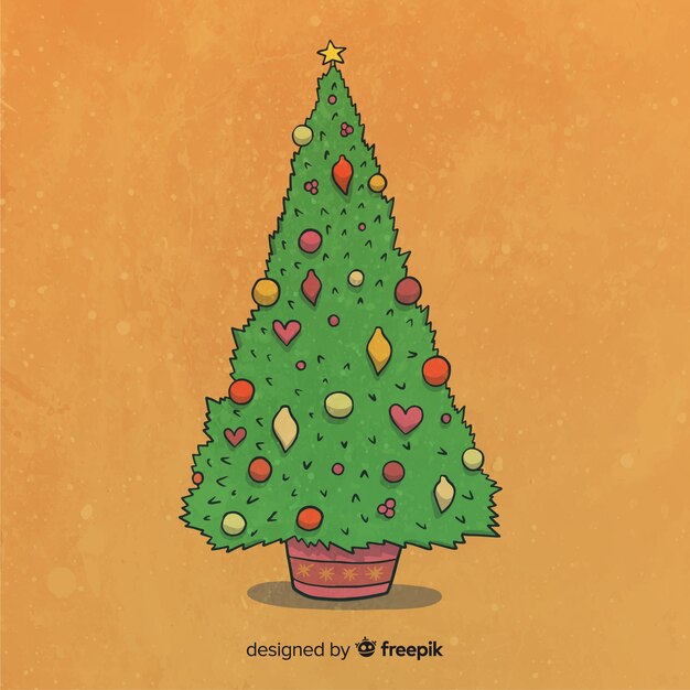Ilustración árbol de navidad dibujado a mano