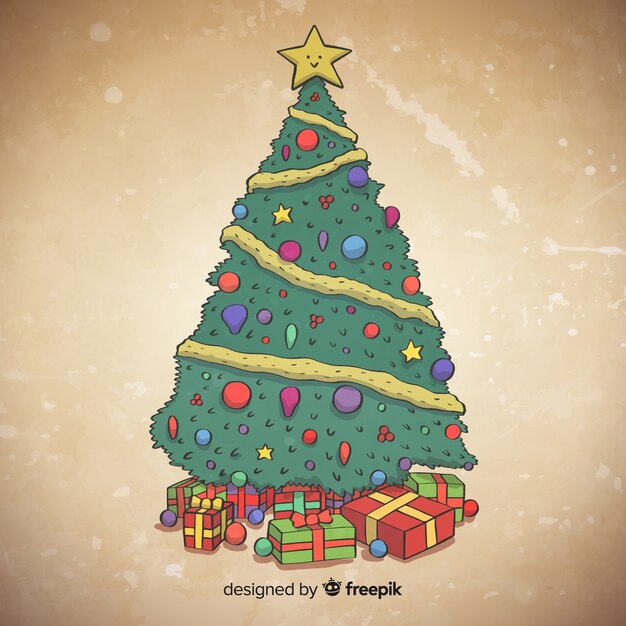 Ilustración árbol de navidad dibujado a mano