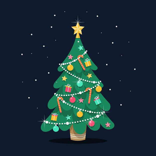 Ilustración de árbol de navidad de diseño plano