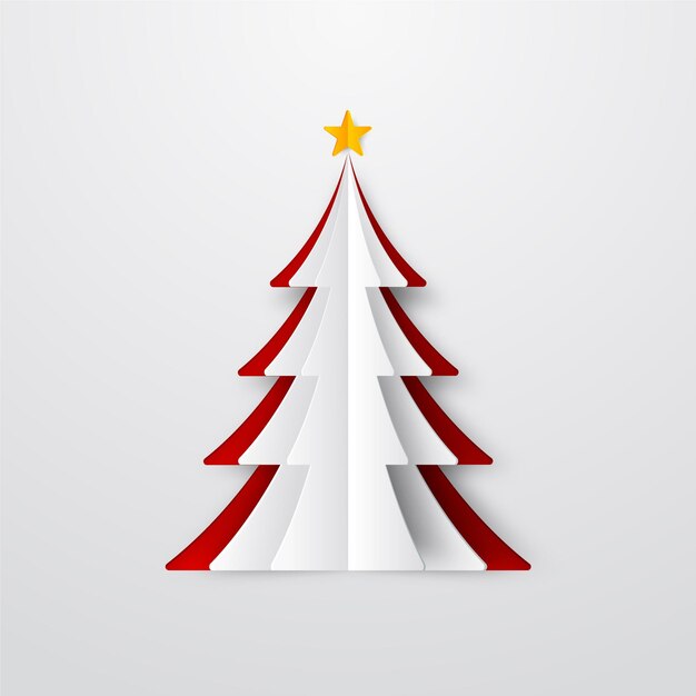 Ilustración de árbol de Navidad en estilo papel