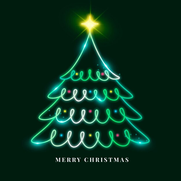 Ilustración de árbol de navidad de neón
