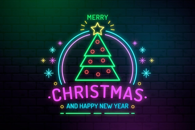 Ilustración de árbol de navidad de neón