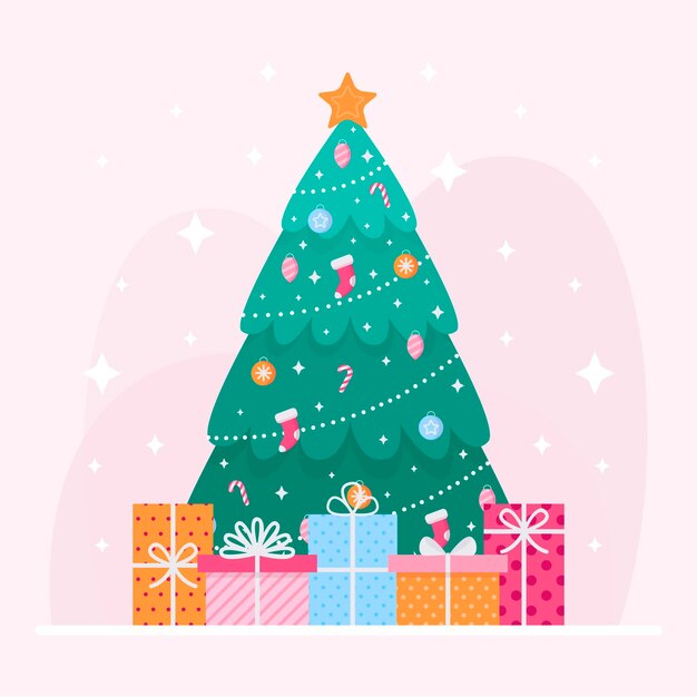 Ilustración de árbol de navidad plano