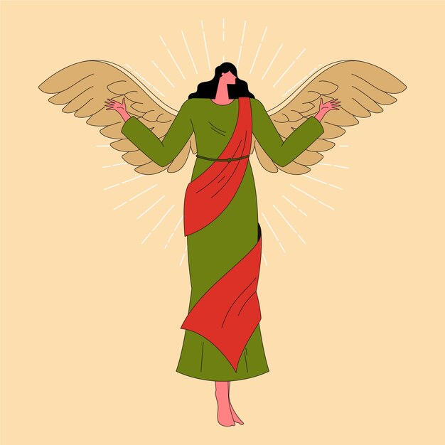 Ilustración de arcángel dibujada a mano