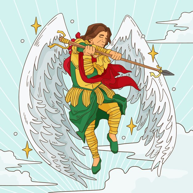 Ilustración de arcángel dibujada a mano