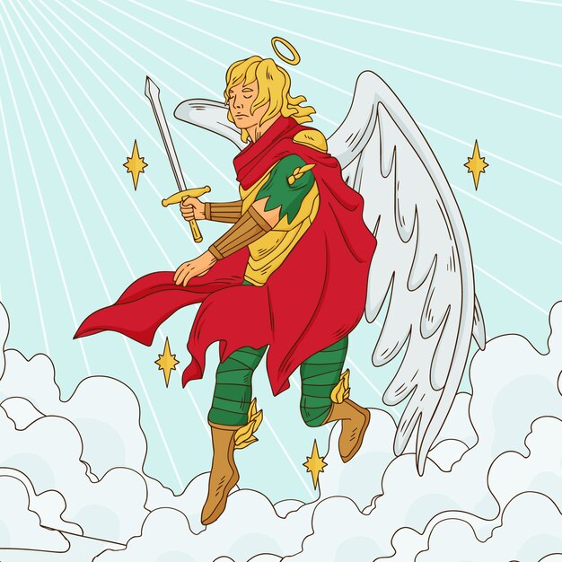 Ilustración de arcángel dibujada a mano