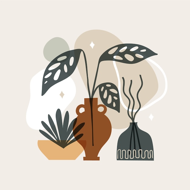Ilustración de arte de pared boho de diseño plano