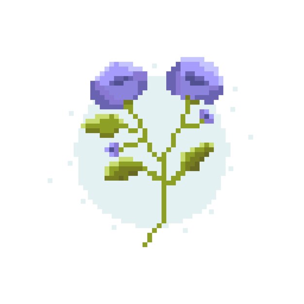 Ilustración de arte de pixel de flor de diseño plano
