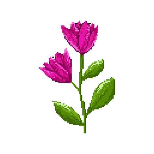 Ilustración de arte de pixel de flor de diseño plano