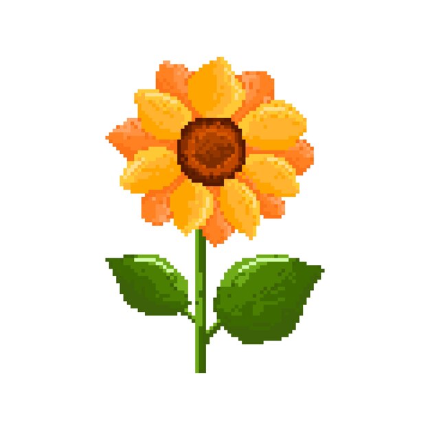 Ilustración de arte de pixel de flor de diseño plano