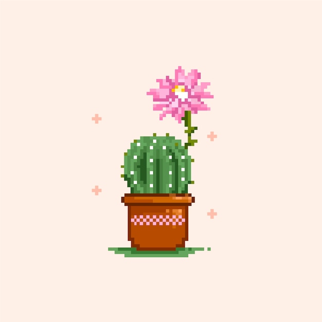 Ilustración de arte de pixel de flor de diseño plano