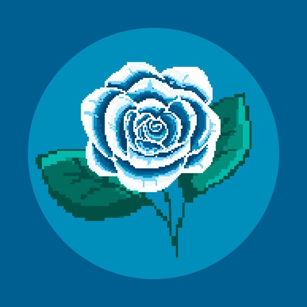 Ilustración de arte de pixel de flor de diseño plano