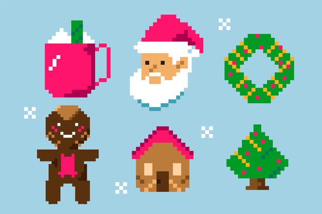 Ilustración de arte de píxeles de Navidad
