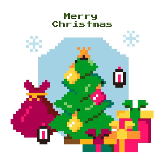 Ilustración de arte de píxeles de Navidad