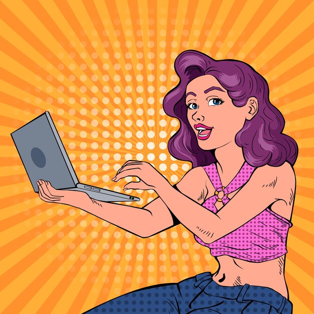 Ilustración de arte pop de arte y tecnología dibujada a mano