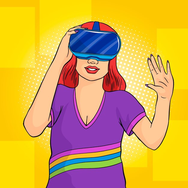 Ilustración de arte pop y tecnología dibujada a mano