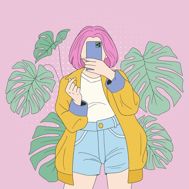 Ilustración de arte pop y tecnología dibujada a mano