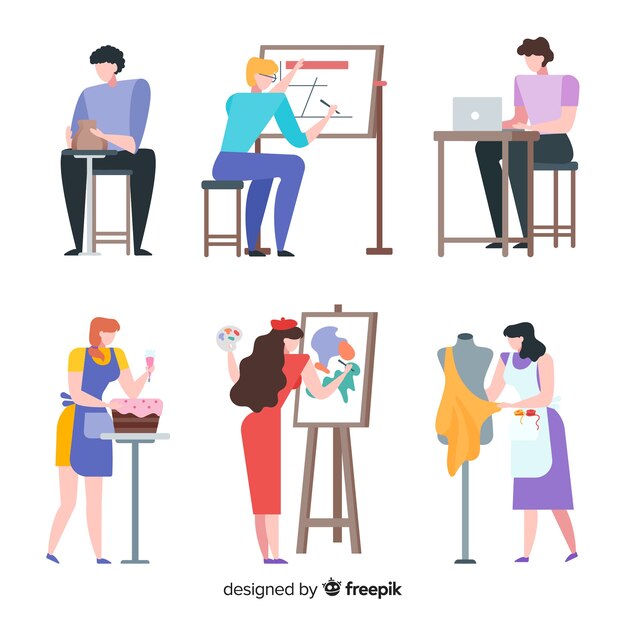 Ilustración de artistas en el trabajo