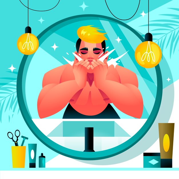 Ilustración de aseo masculino degradado