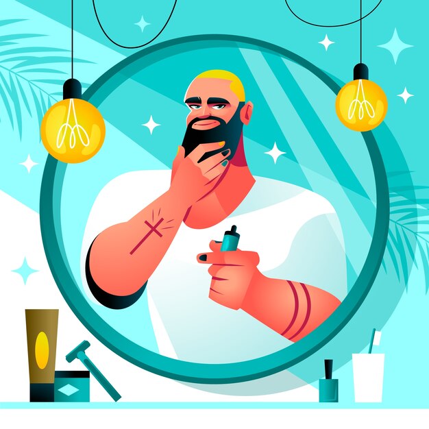 Ilustración de aseo masculino degradado
