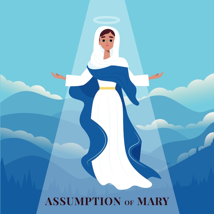 Vector gratuito ilustración de la asunción de maría
