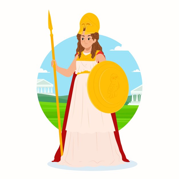 Ilustración de atena dibujada a mano