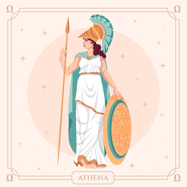 Ilustración de atena dibujada a mano