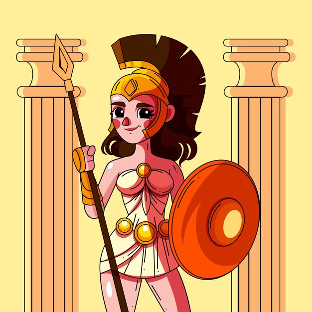 Ilustración de atena dibujada a mano